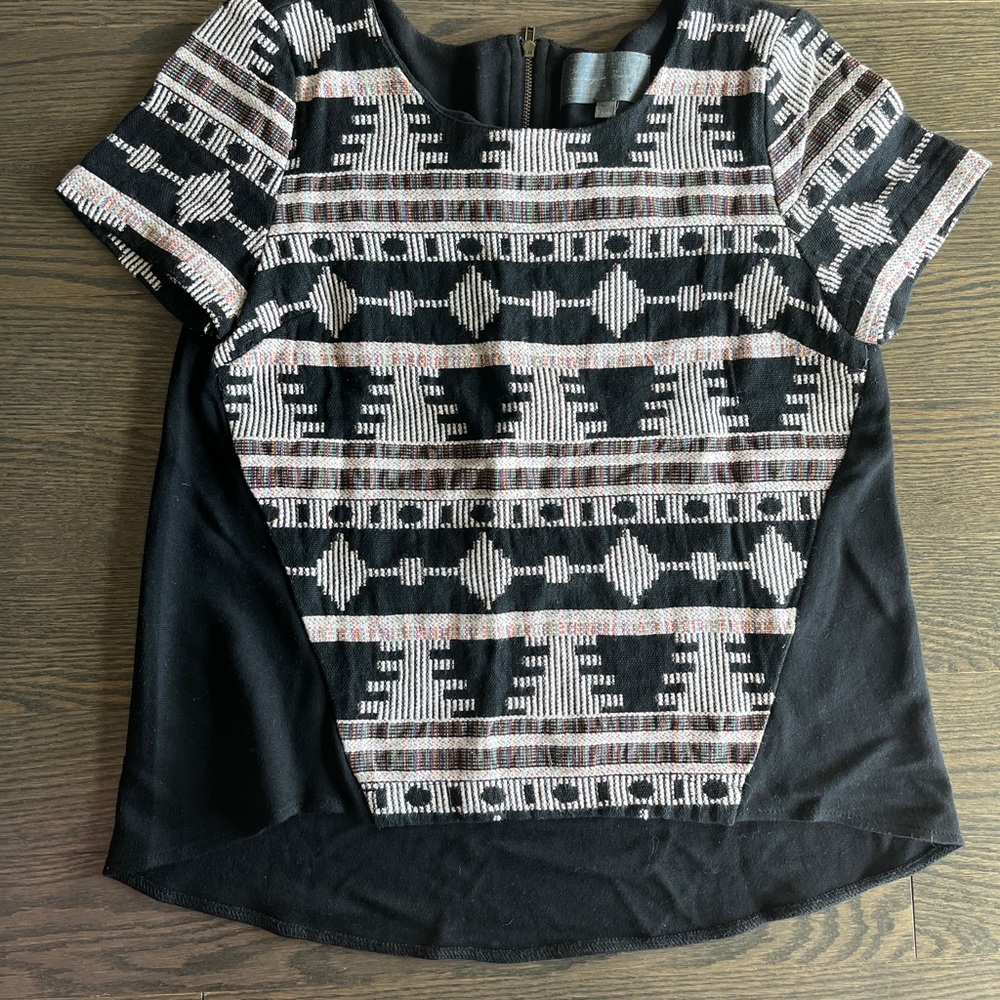 Sunday In Brooklyn - Anthropologie Black and Pink Patterned Women's Top size XS